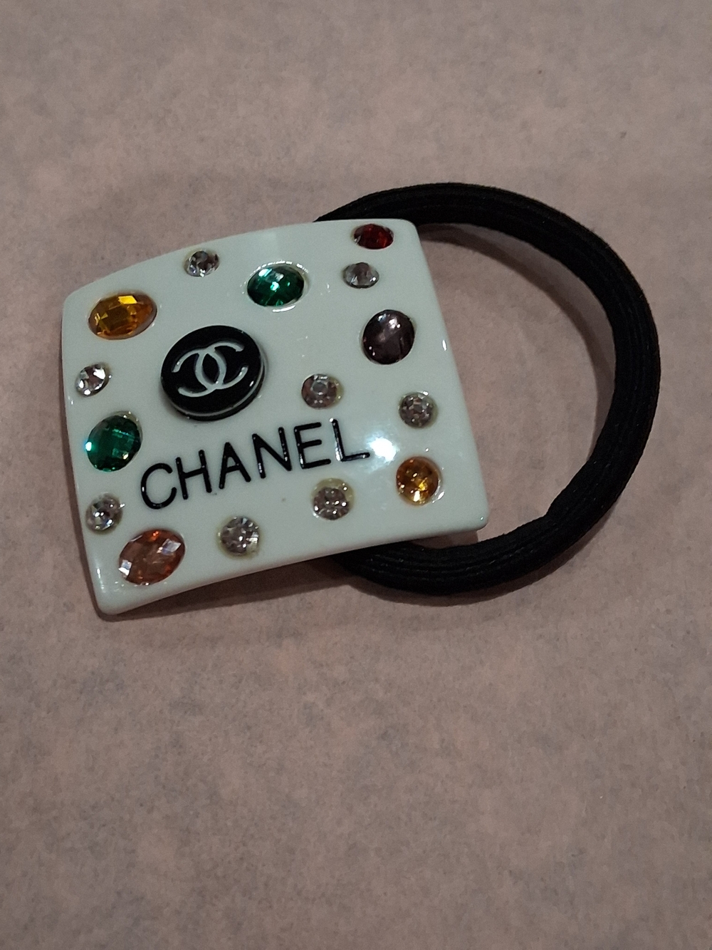 RARE CHANEL GWP White Jeweled Hair Tie. - Picture 2 of 4